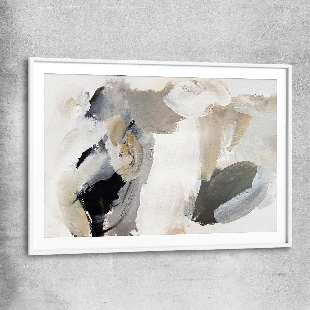 Cosy Neutral white glass front frame - part of our high quality canvas abstract wall art collection