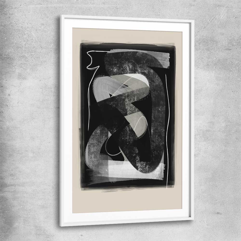 Dark Flow white glass front frame - part of our high quality canvas abstract wall art collection
