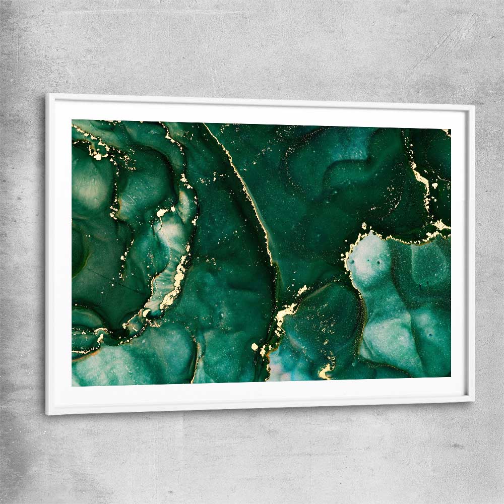 Deep Turquoise white glass front frame - part of our high quality canvas abstract wall art collection