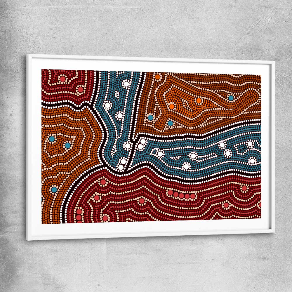 Dots of Night white glass front frame - part of our high quality canvas abstract wall art collection