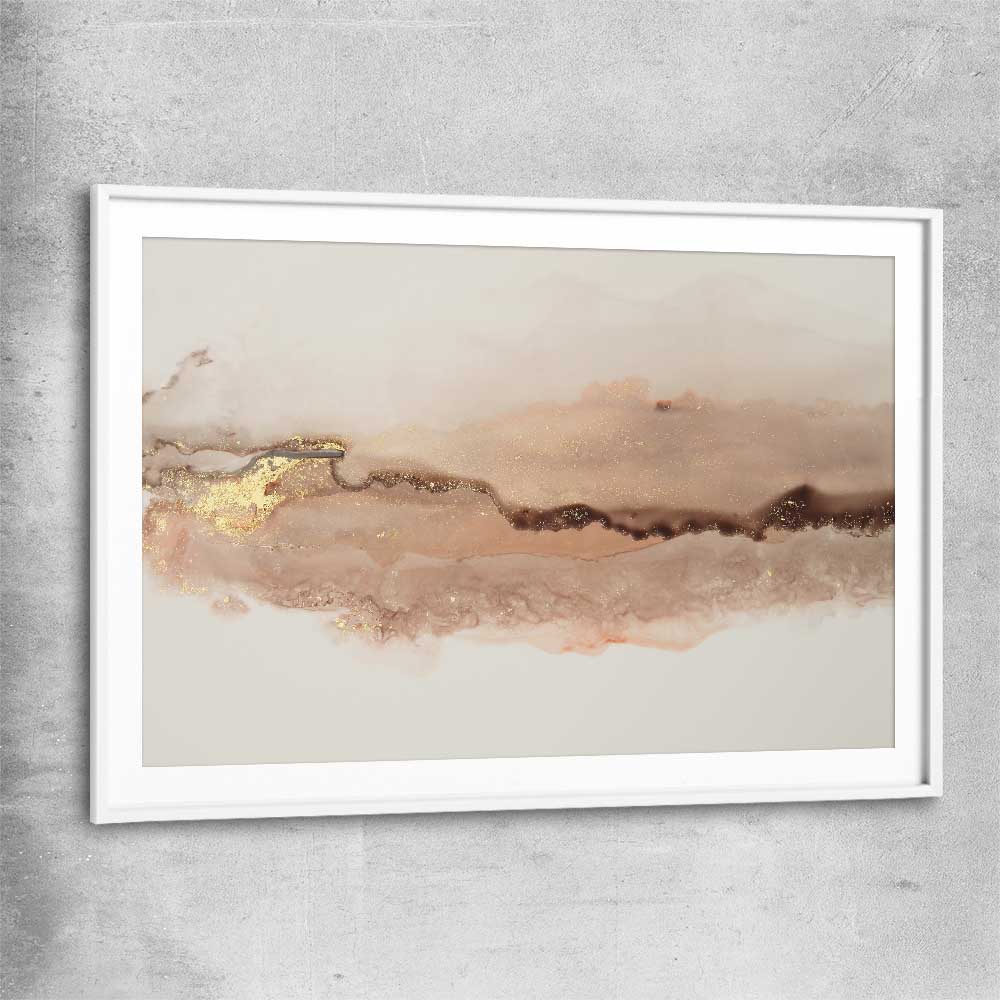 Earthen Glitter white glass front frame - part of our high quality canvas abstract wall art collection