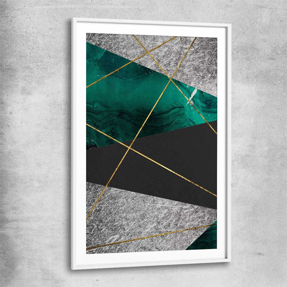Emerald Gloss white glass front frame - part of our high quality canvas abstract wall art collection