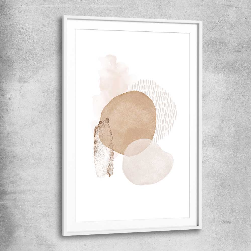 Geometric Circles white glass front frame - part of our high quality canvas abstract wall art collection