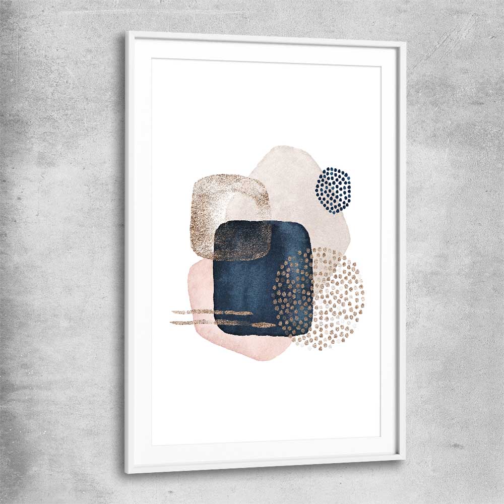 Geometric Dots white glass front frame - part of our high quality canvas abstract wall art collection