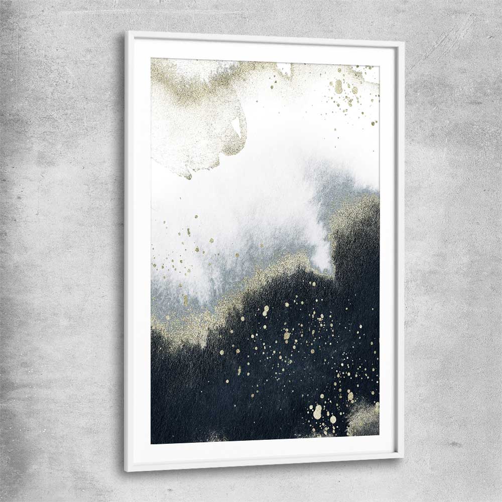 Golden Grey white glass front frame - part of our high quality canvas abstract wall art collection