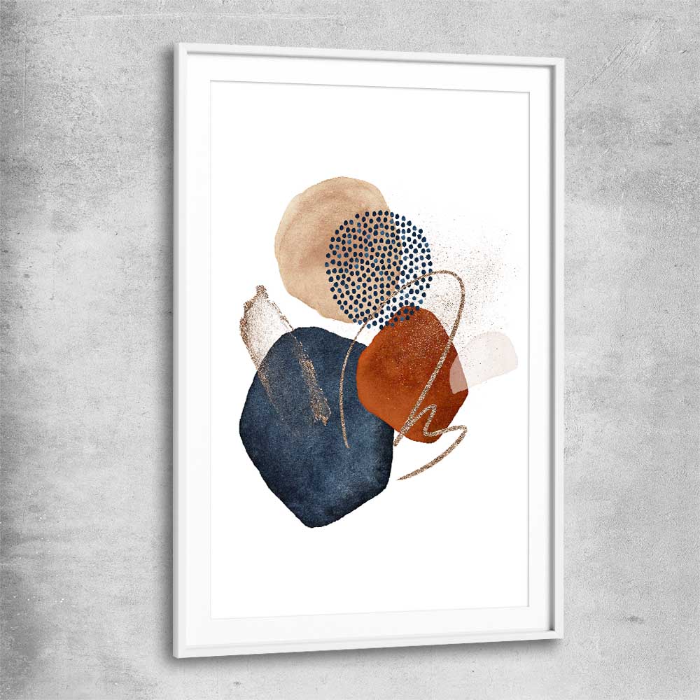 Golden Lines white glass front frame - part of our high quality canvas abstract wall art collection