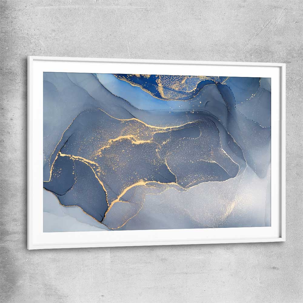 Golden Marble white glass front frame - part of our high quality canvas abstract wall art collection