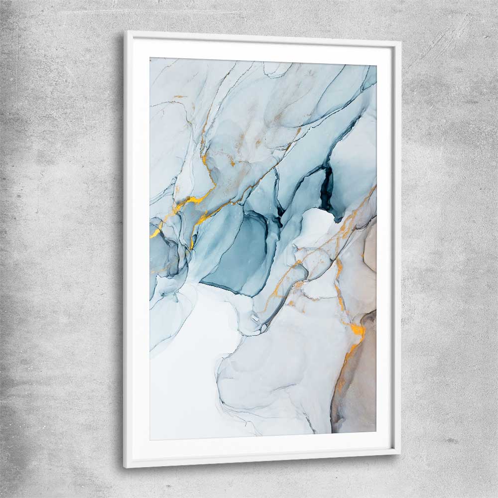 Golden Veins Two white glass front frame - part of our high quality canvas abstract wall art collection