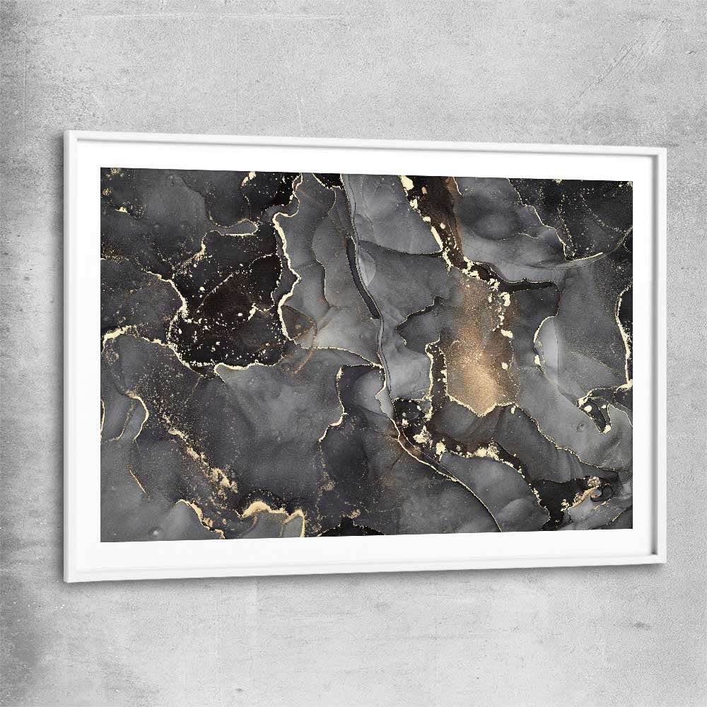 Grey Vapours white glass front frame - part of our high quality canvas abstract wall art collection