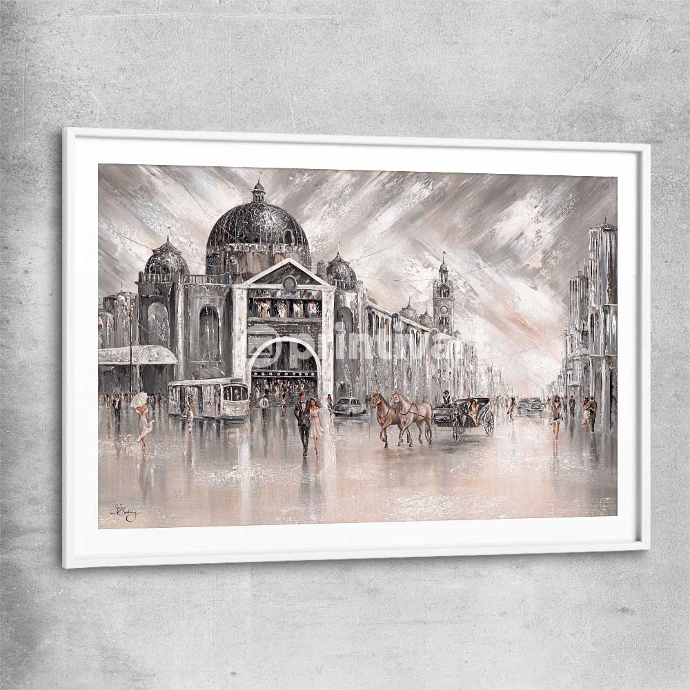 Iconic, Vintage Flinders white glass front frame - part of our high quality canvas abstract wall art collection