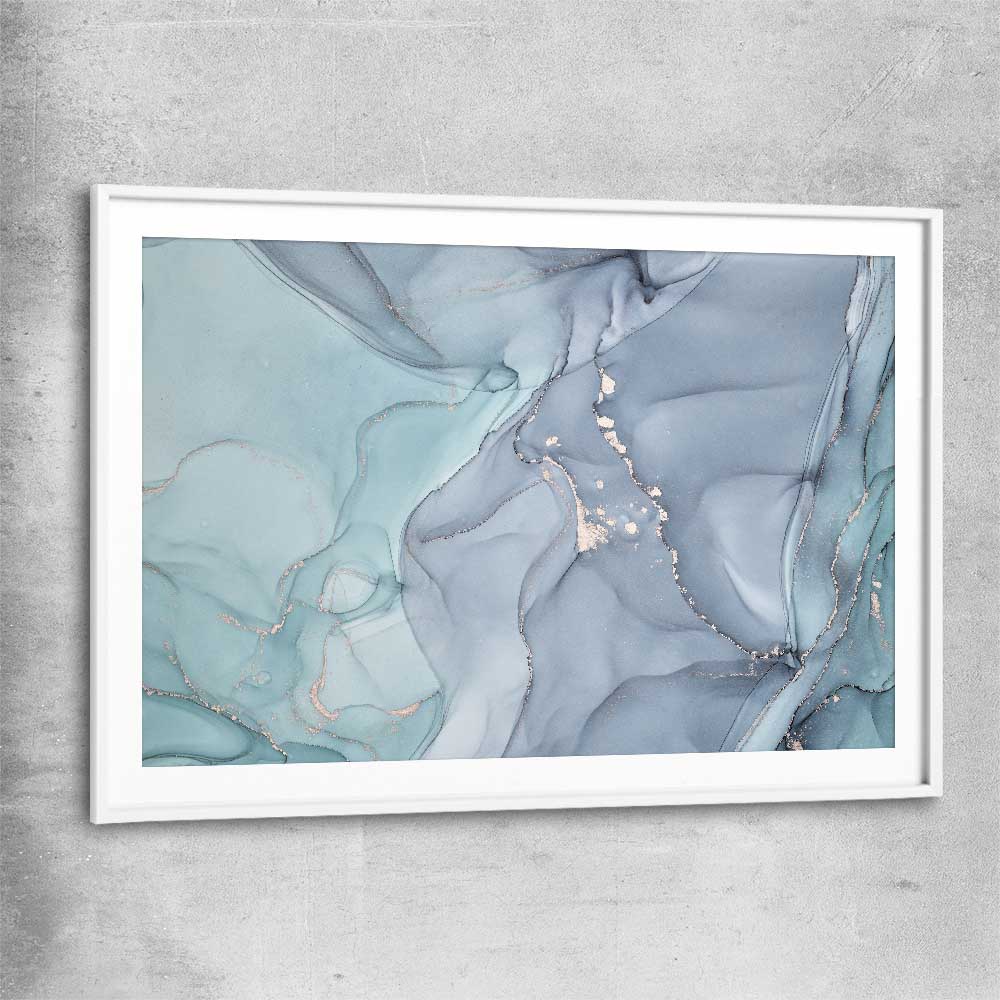 Light Turquoise white glass front frame - part of our high quality canvas abstract wall art collection