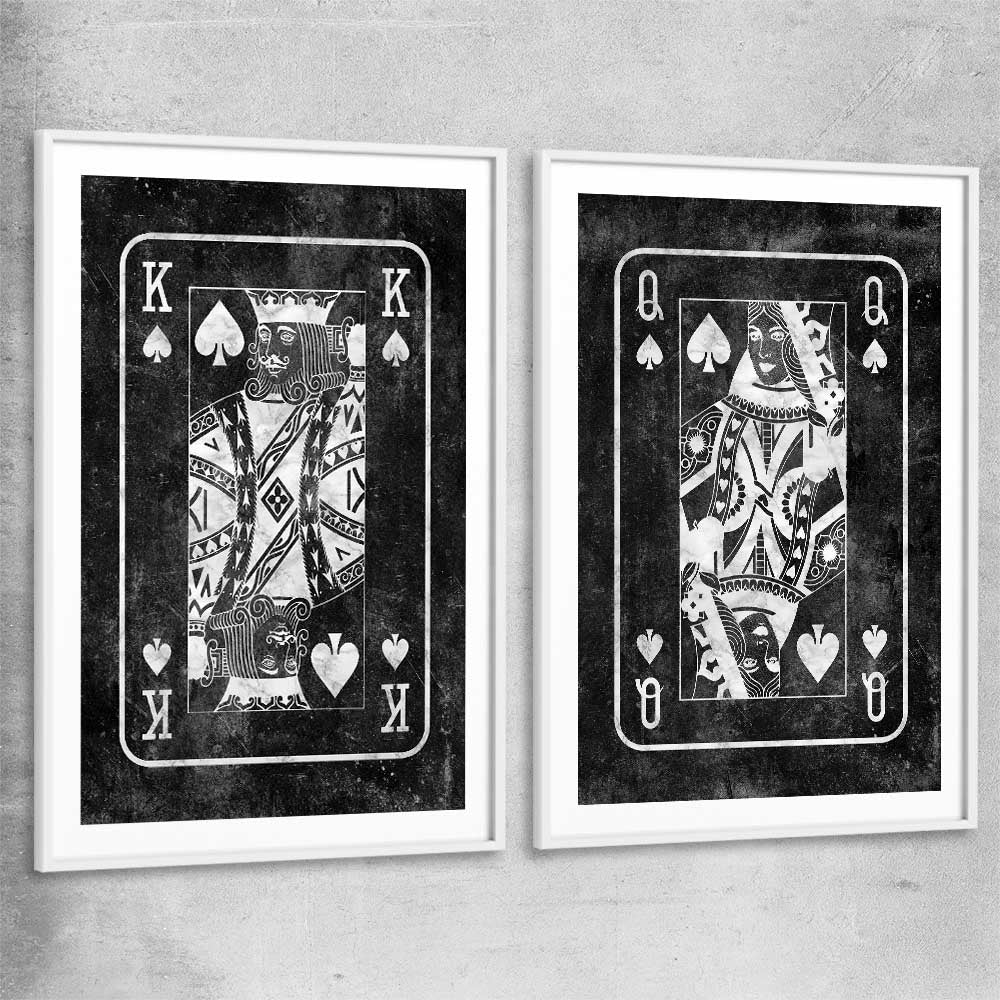 Inspirational wall art print of Marble King Pair with white glass front frame