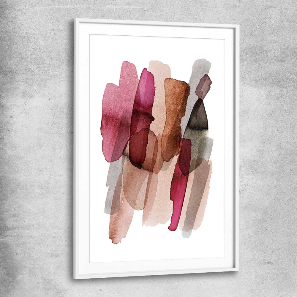 Maroon Tones One white glass front frame - part of our high quality canvas abstract wall art collection