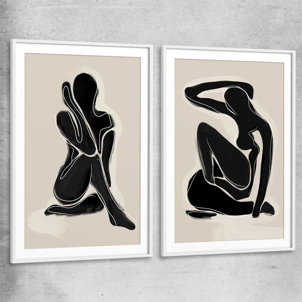 Matisse Shadow Pair white glass front frame - part of our high quality canvas abstract wall art collection
