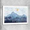 Mountain Silhouette white glass front frame - part of our high quality canvas abstract wall art collection