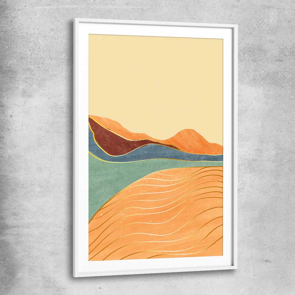 Nature Waves Three white glass front frame - part of our high quality canvas abstract wall art collection