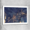 Navy Flow white glass front frame - part of our high quality canvas abstract wall art collection