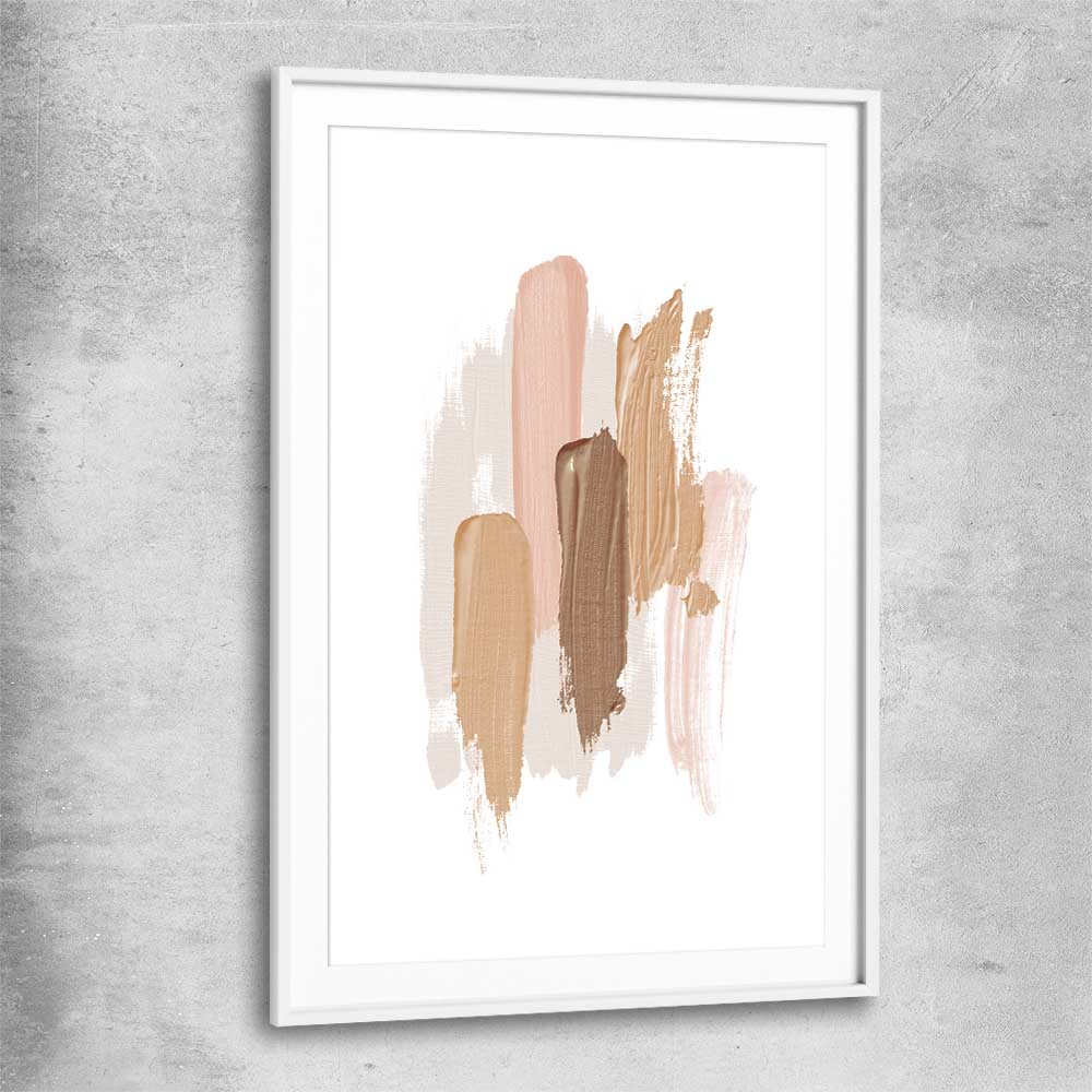 Neutral Strokes One white glass front frame - part of our high quality canvas abstract wall art collection