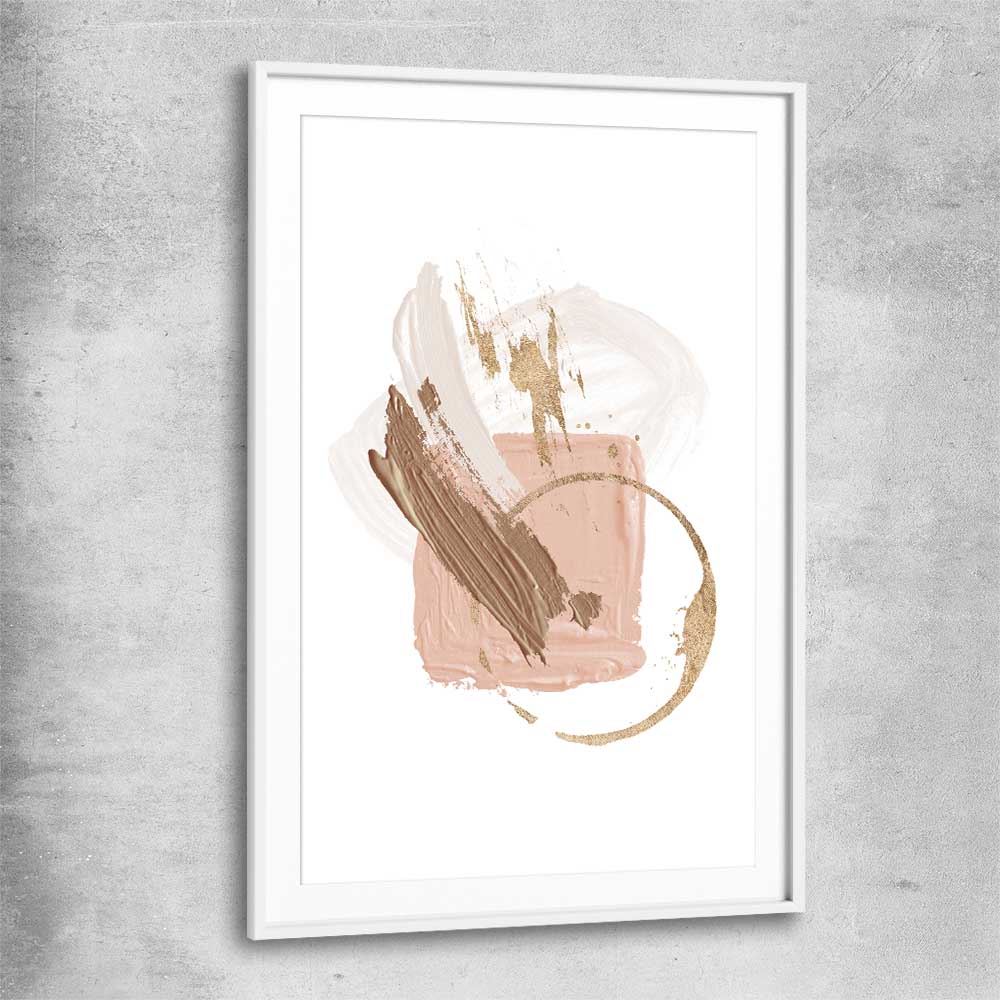 Neutral Strokes Two white glass front frame - part of our high quality canvas abstract wall art collection