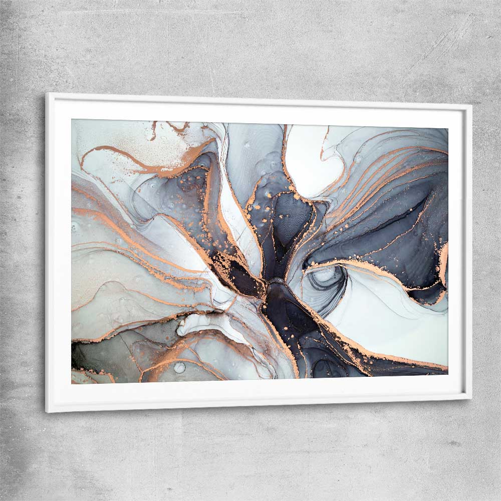 Ocean Depths white glass front frame - part of our high quality canvas abstract wall art collection