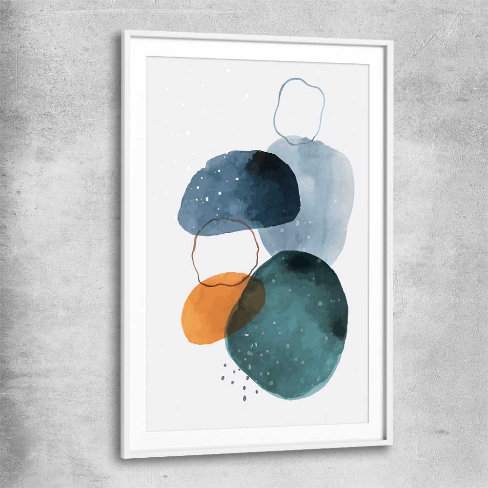 Ocean Tones One white glass front frame - part of our high quality canvas abstract wall art collection