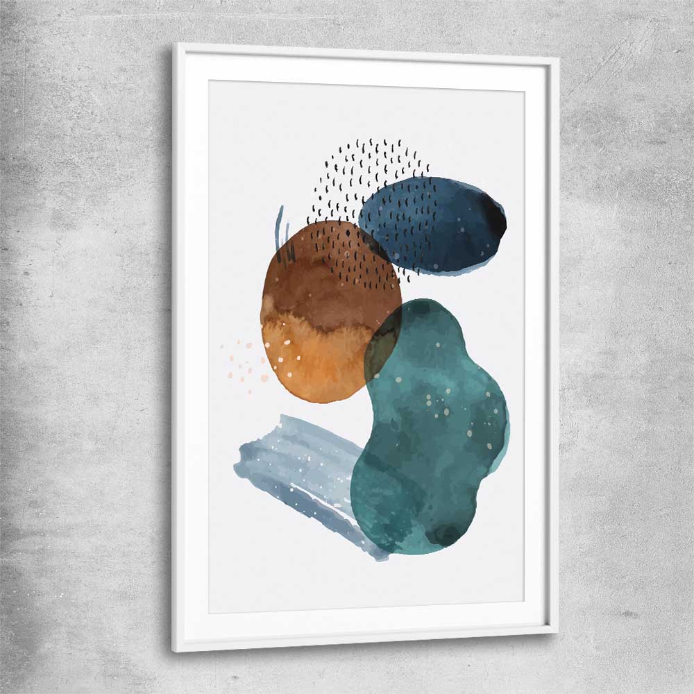 Ocean Tones Three white glass front frame - part of our high quality canvas abstract wall art collection