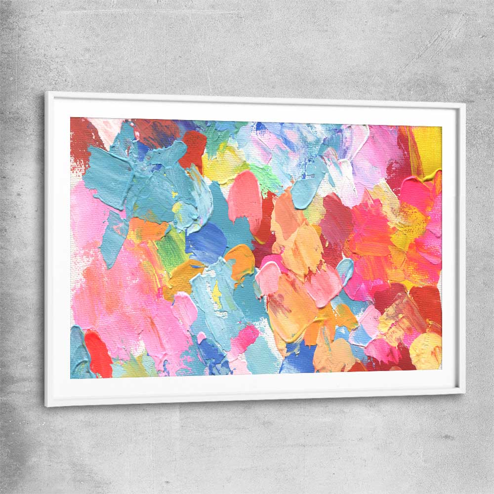 Pastel Palette white glass front frame - part of our high quality canvas abstract wall art collection