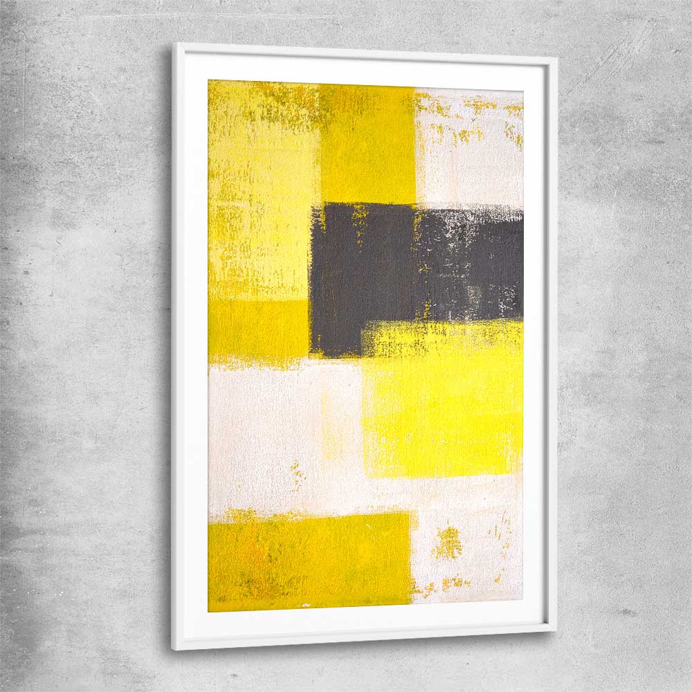 Pastel Yellow white glass front frame - part of our high quality canvas abstract wall art collection