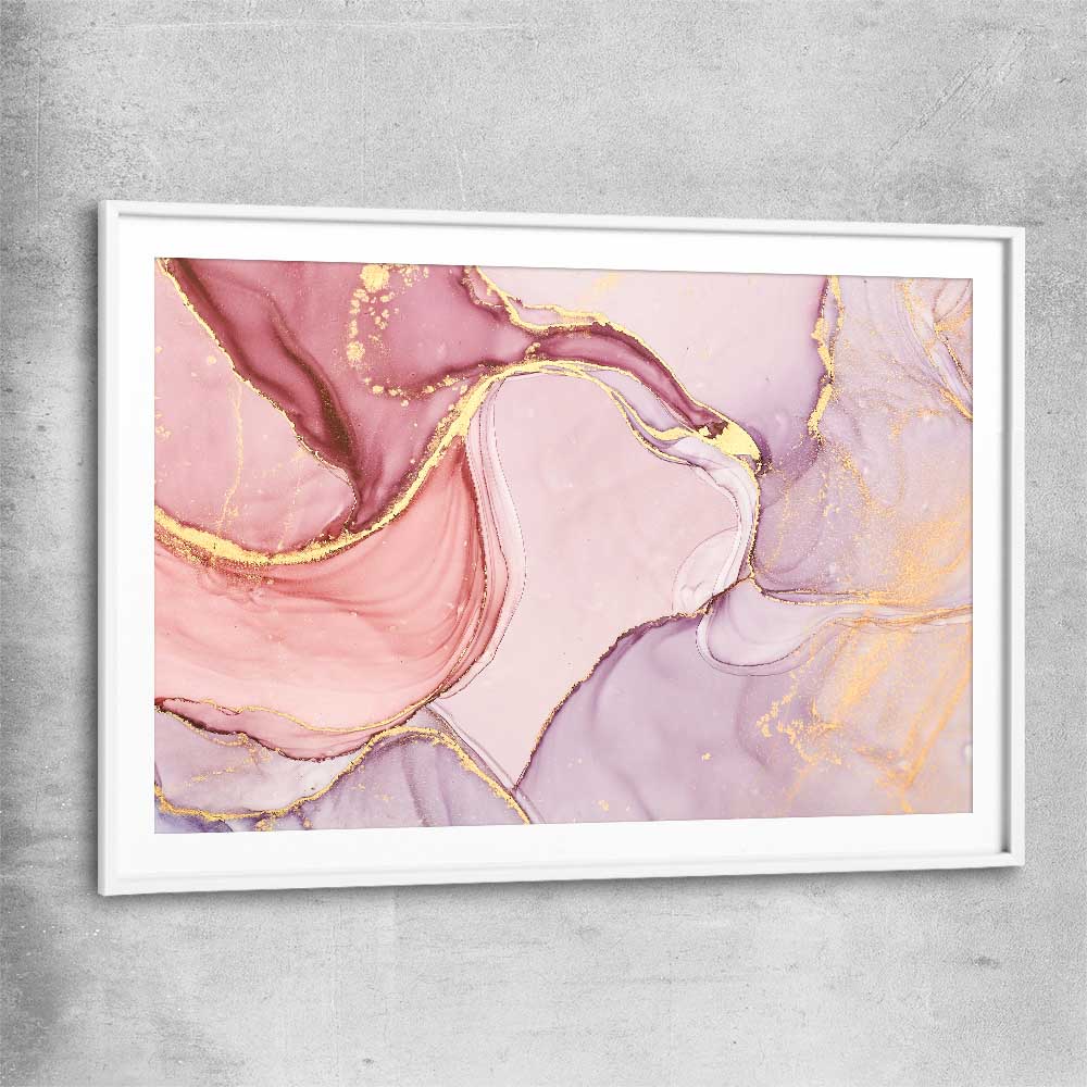 Pink Marble white glass front frame - part of our high quality canvas abstract wall art collection