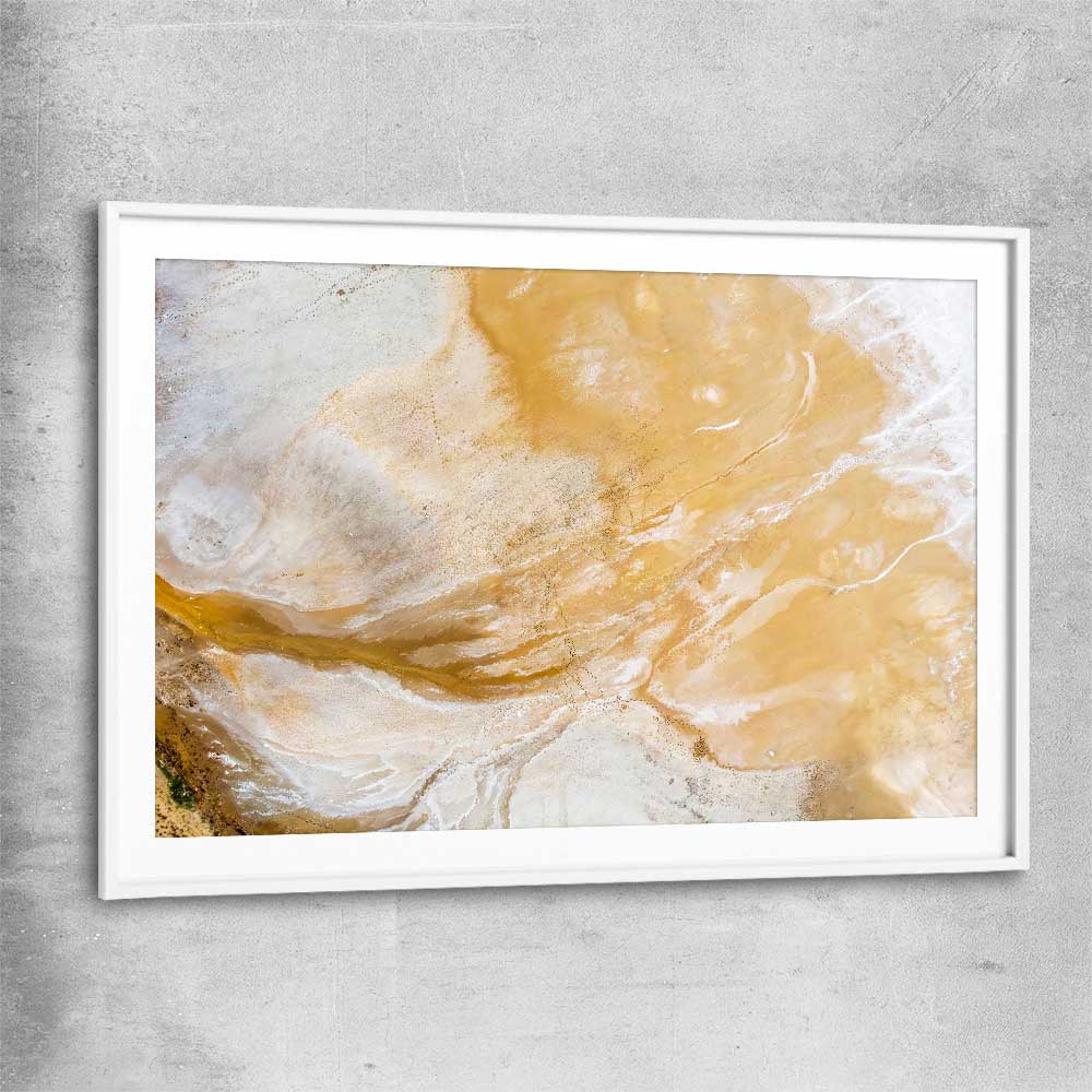 Salt Lake Aerial white glass front frame - part of our high quality canvas abstract wall art collection