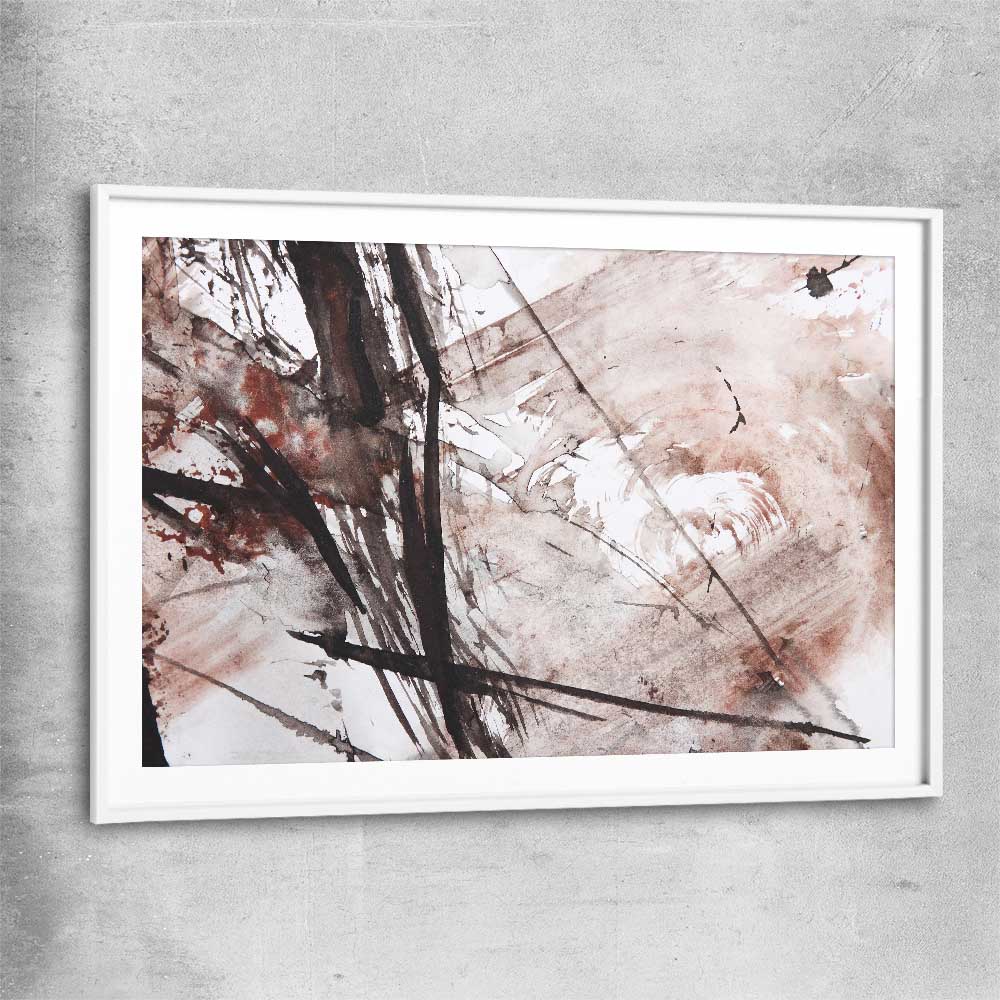 Sharp Strokes white glass front frame - part of our high quality canvas abstract wall art collection