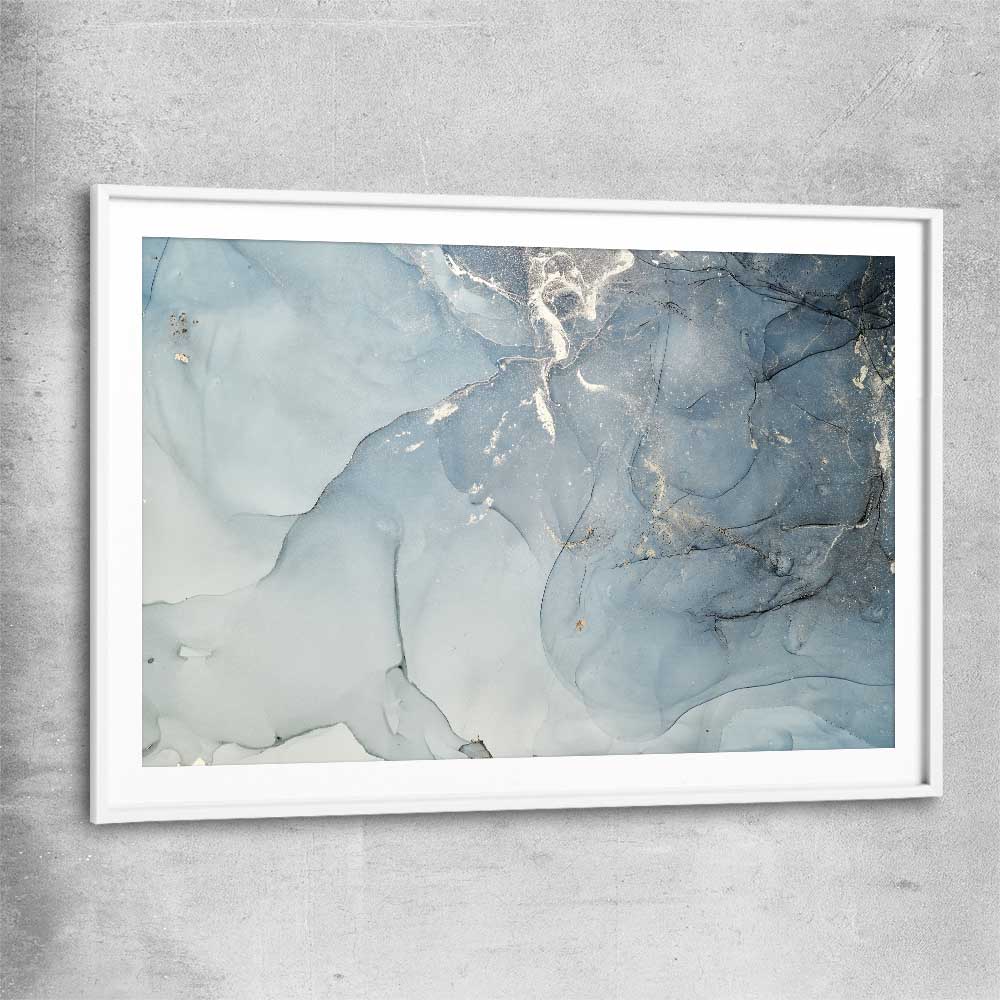 Silver Daze white glass front frame - part of our high quality canvas abstract wall art collection