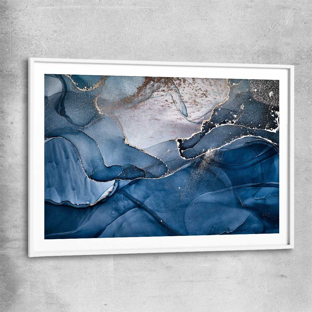 Silver Flow white glass front frame - part of our high quality canvas abstract wall art collection