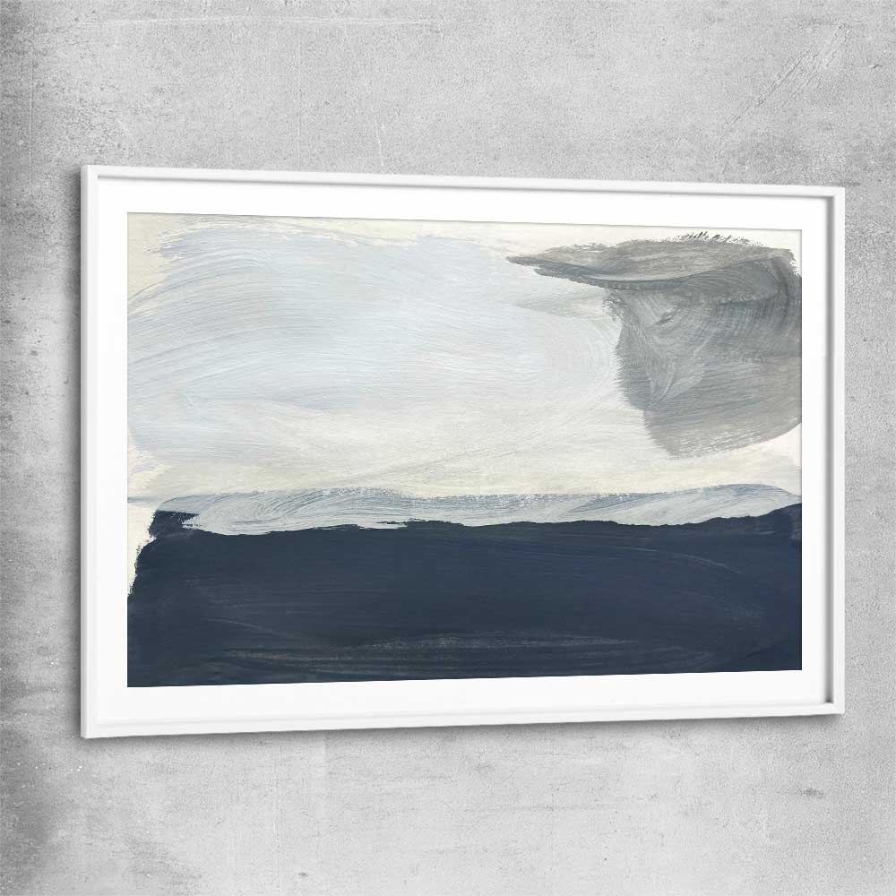 Still Waters white glass front frame - part of our high quality canvas abstract wall art collection