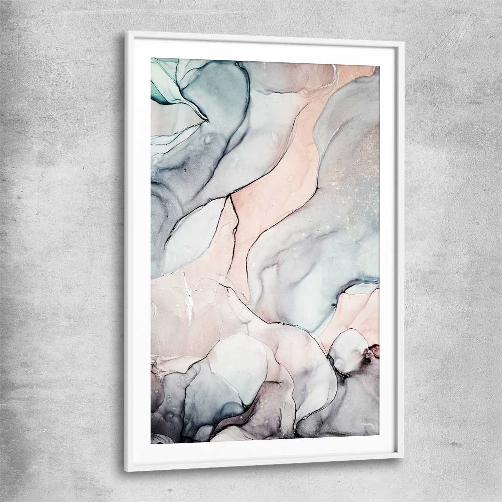 Subtle Pink Two white glass front frame - part of our high quality canvas abstract wall art collection