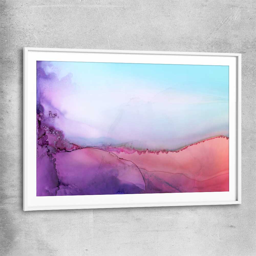 Sunset Orange white glass front frame - part of our high quality canvas abstract wall art collection