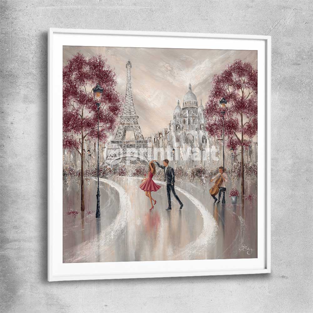 Twirl, Paris Dance white glass front frame - part of our high quality canvas abstract wall art collection