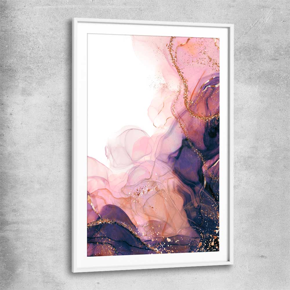 Violet Haze white glass front frame - part of our high quality canvas abstract wall art collection