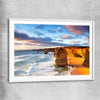 Beach and coastal wall art print of Twelve Apostles with white glass front frame