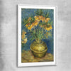 Classic wall art and canvas print of Imperial Fritillaries Van Gogh with white glass front frame