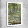 Classic wall art and canvas print of Water Lilies Pond Claude Monet with white glass front frame