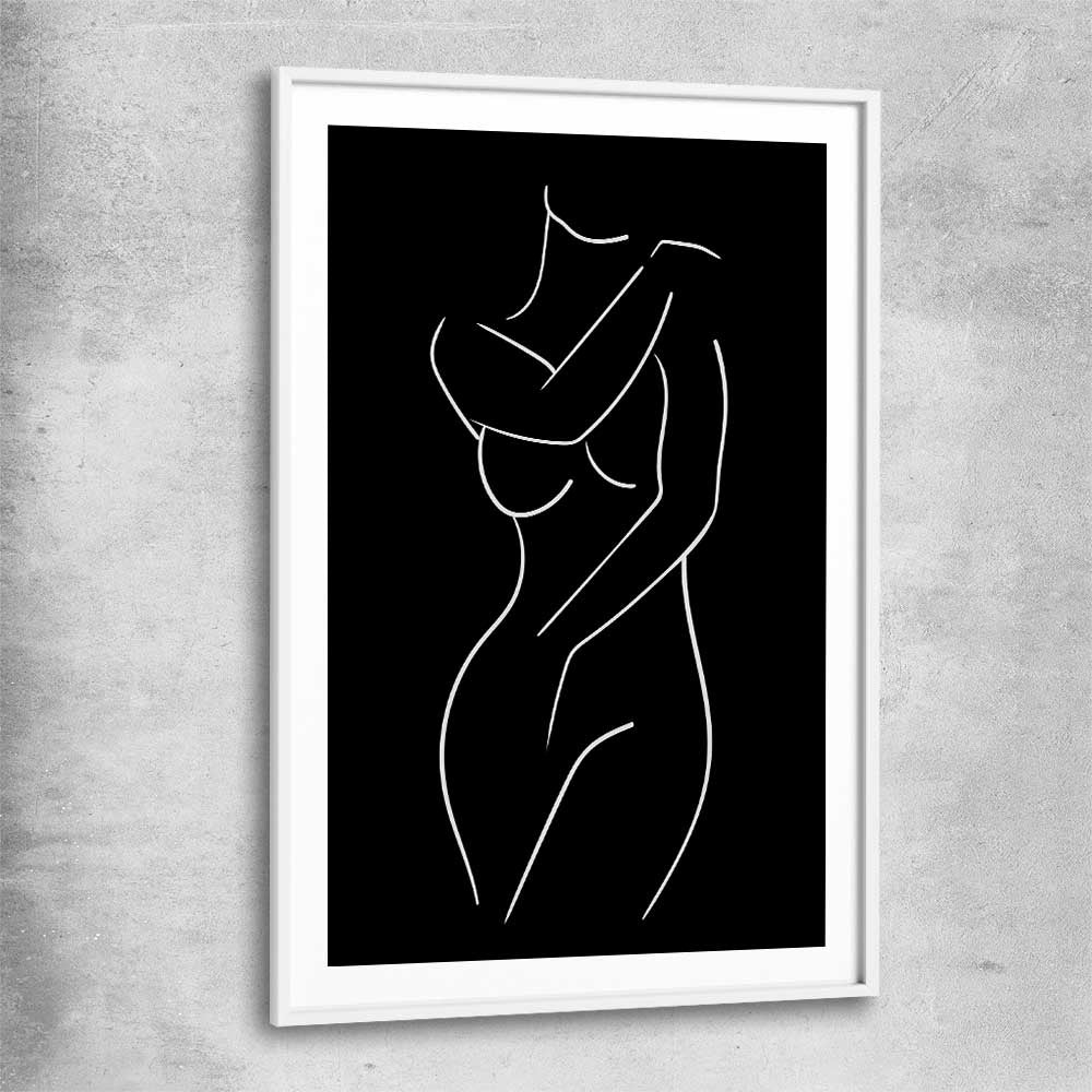 Body Pose Invert white glass front frame - part of our high quality fashion canvas wall art and prints collection