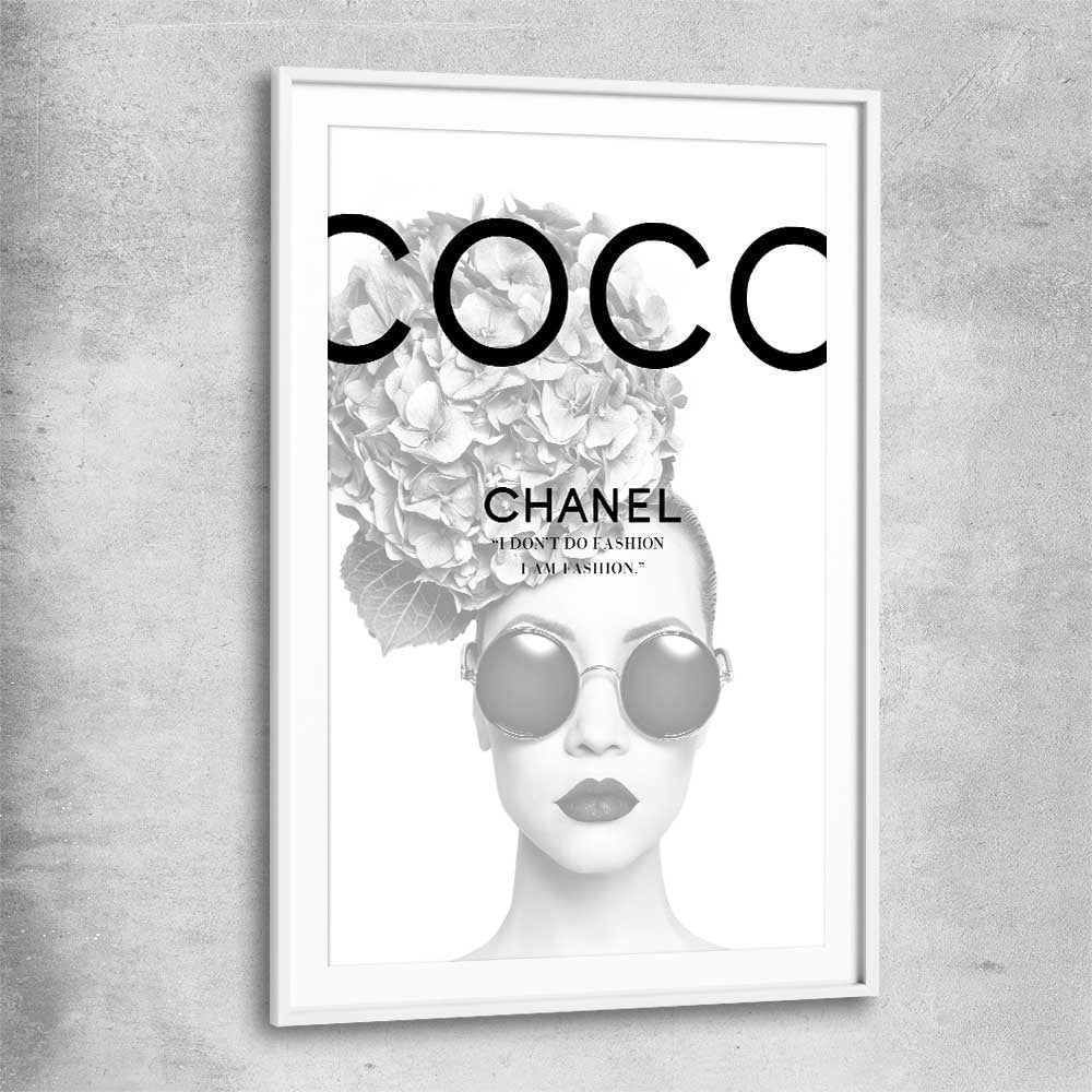 Coco Hydrangea white glass front frame - part of our high quality fashion canvas wall art and prints collection