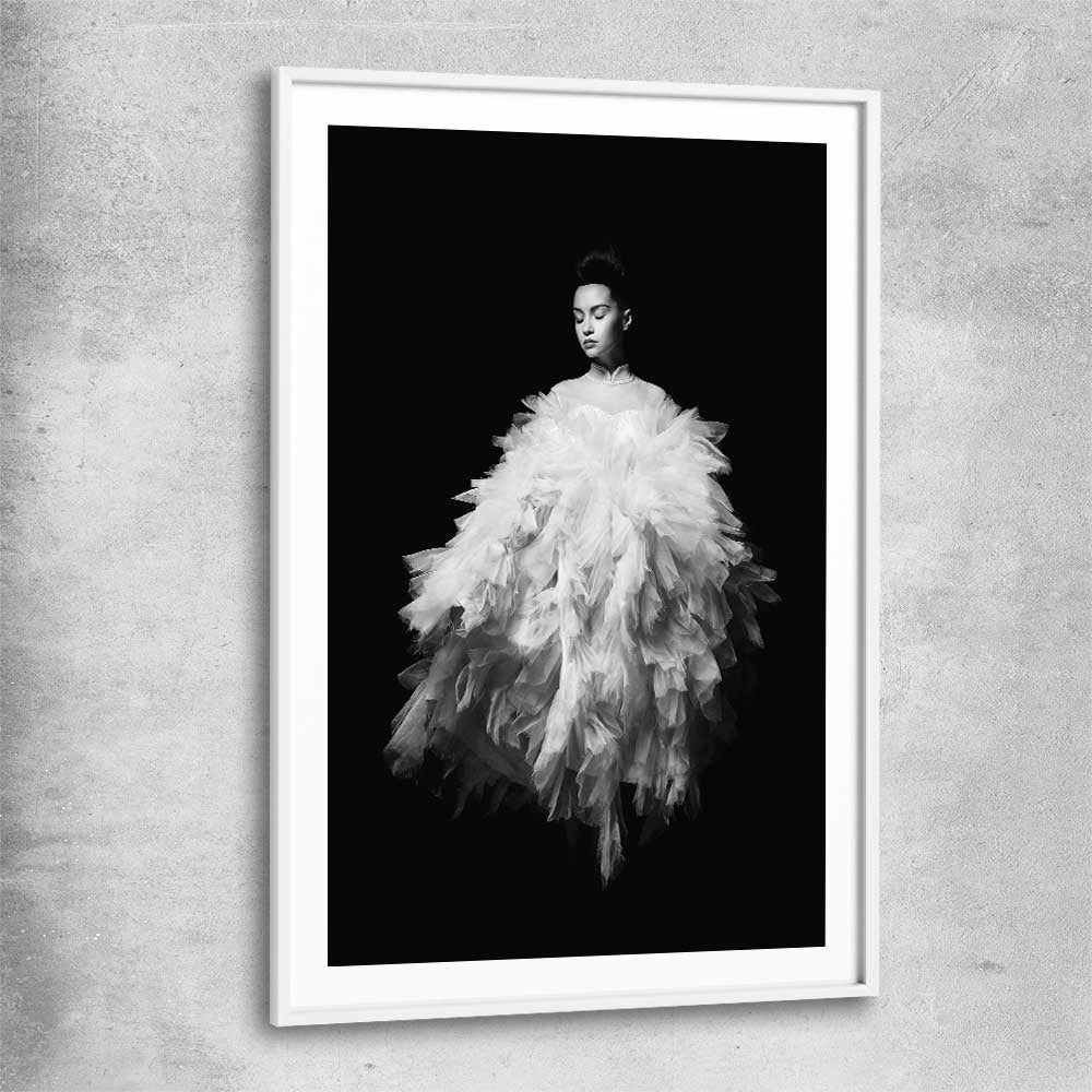 Evening Dress white glass front frame - part of our high quality fashion canvas wall art and prints collection