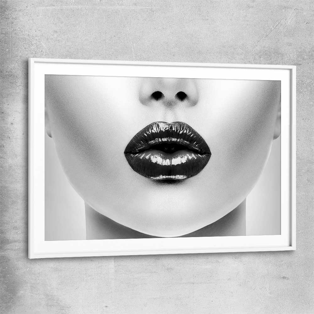 Silent Lust white glass front frame - part of our high quality fashion canvas wall art and prints collection