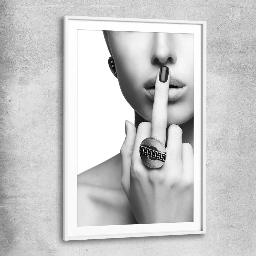 The Finger white glass front frame - part of our high quality fashion canvas wall art and prints collection