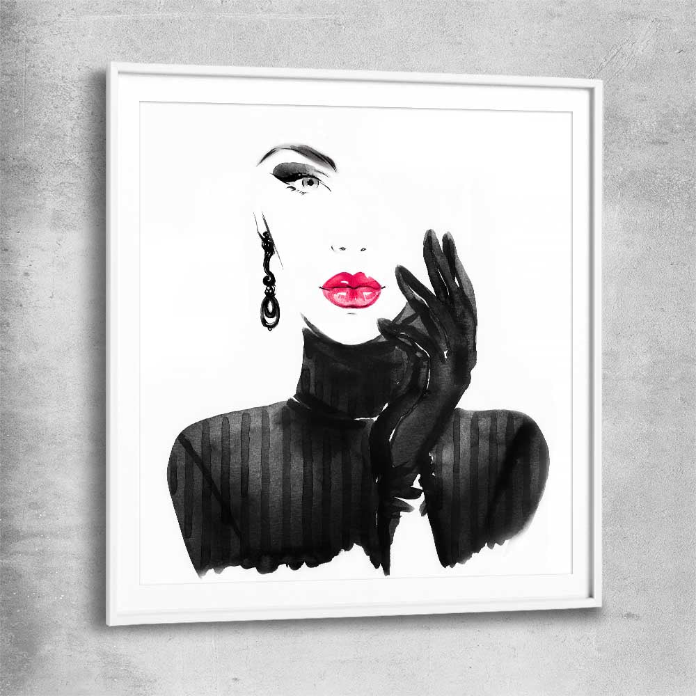 Watercolour Portrait white glass front frame - part of our high quality fashion canvas wall art and prints collection