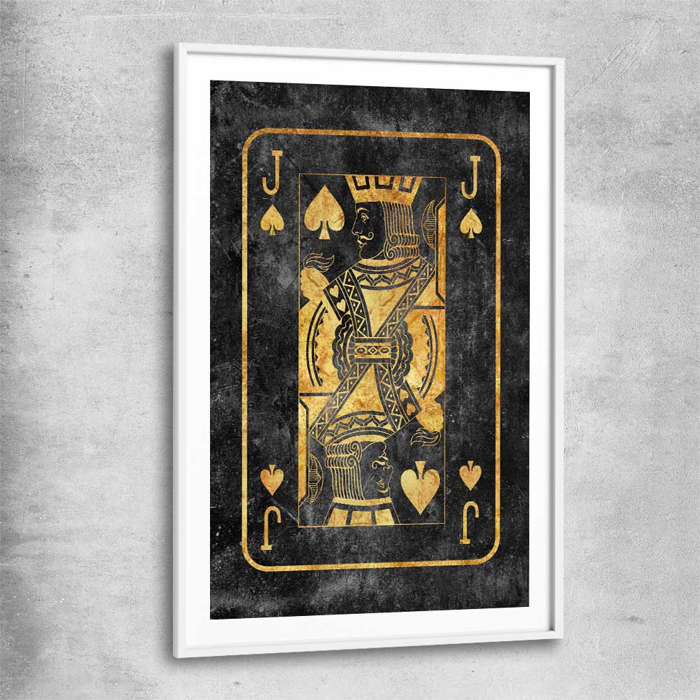 Jack of Spades white glass front frame - part of our high quality fashion canvas wall art and prints collection