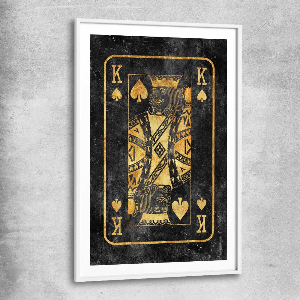 King of Spades white glass front frame - part of our high quality fashion canvas wall art and prints collection