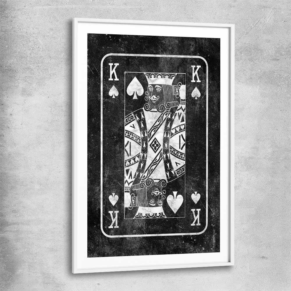 Inspirational wall art print of Marble King with white glass front frame